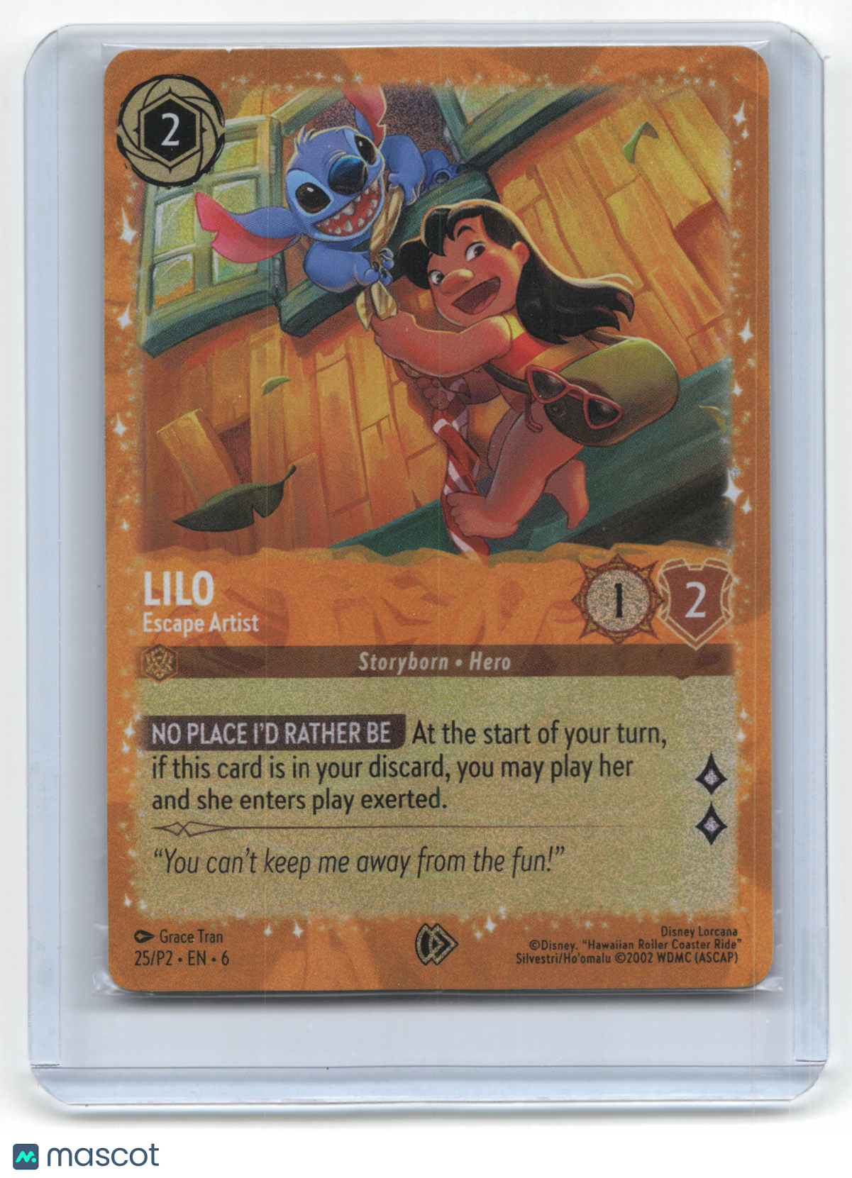 2024 Disney Lorcana Lilo Azurite Sea #25/P2 Sealed