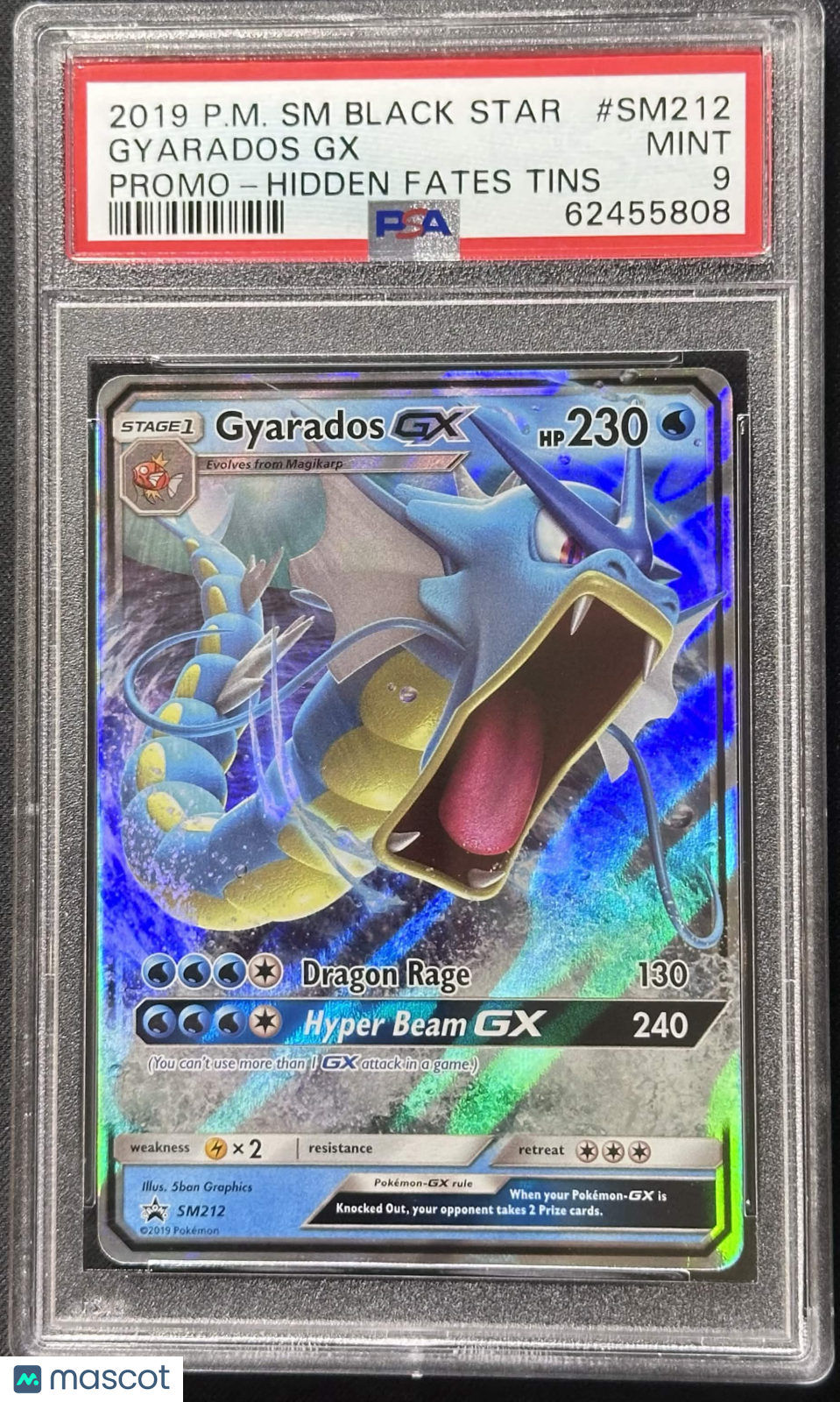 2019 Pokemon—Gyarados GX #SM212 Sun & Moon Promos—Black Star Promo Holo PSA 9