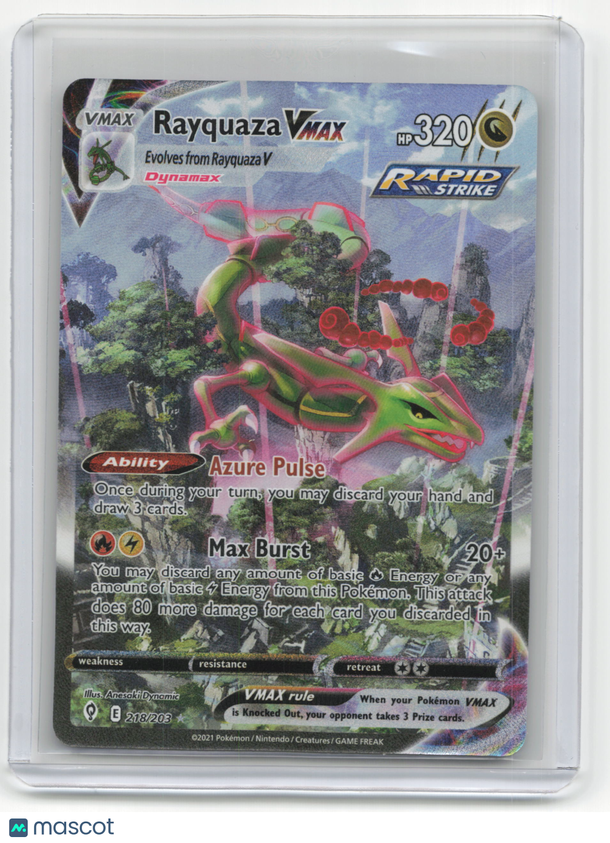 2021 Pokemon TCG Rayquaza VMAX Evolving Skies #218/203 - Papa Joey's Collectibles