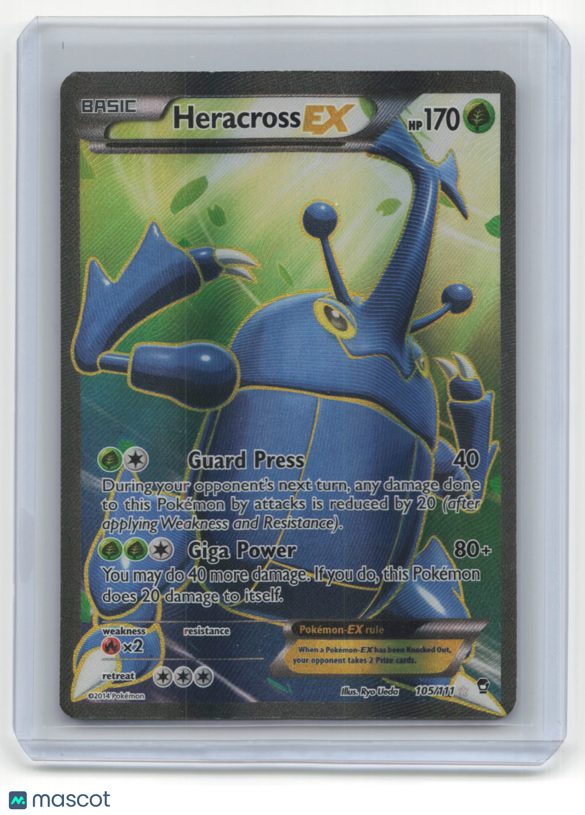 2014 Pokemon TCG Heracross EX Furious Fists #105/111 Lightly Played