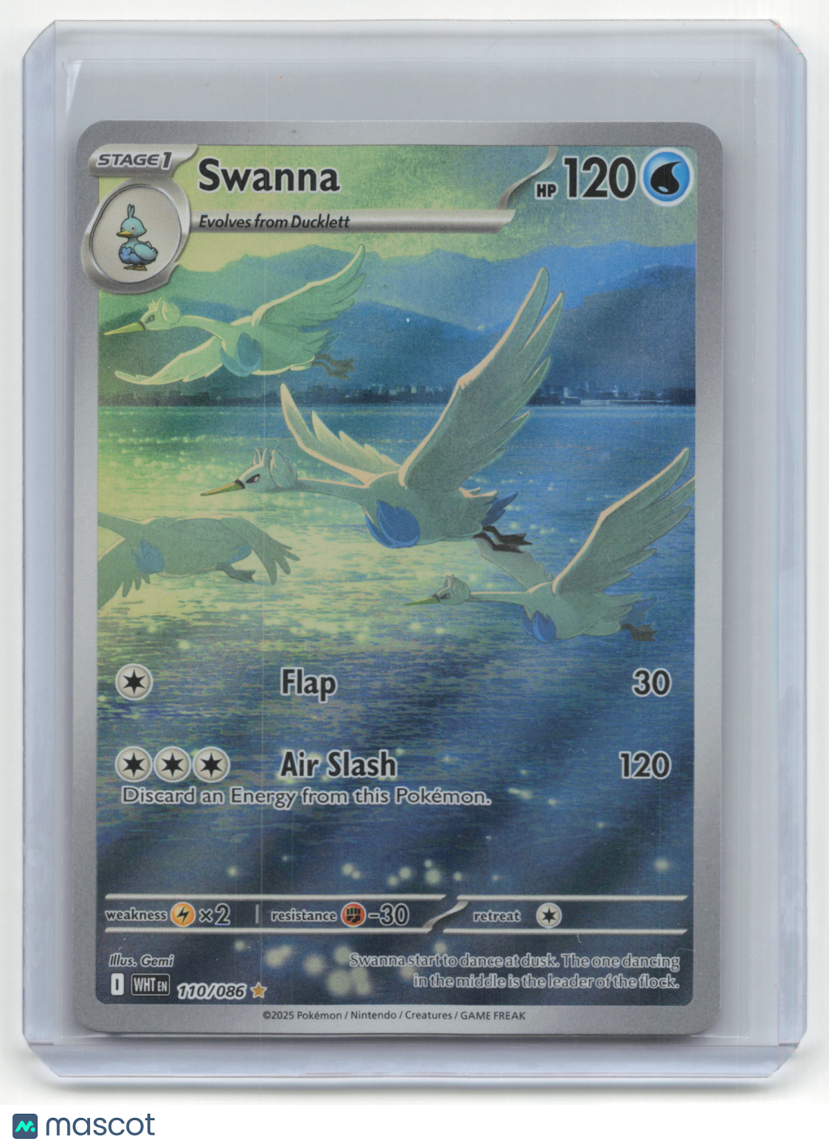 2025 Pokemon Swanna White Flare #110/86 Near Mint