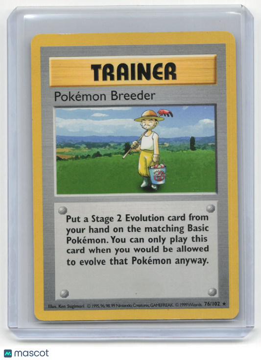 1999 Pokemon TCG Pokémon Breeder Base Set #76/102 Mod Played Shadowless - Papa Joey's Collectibles