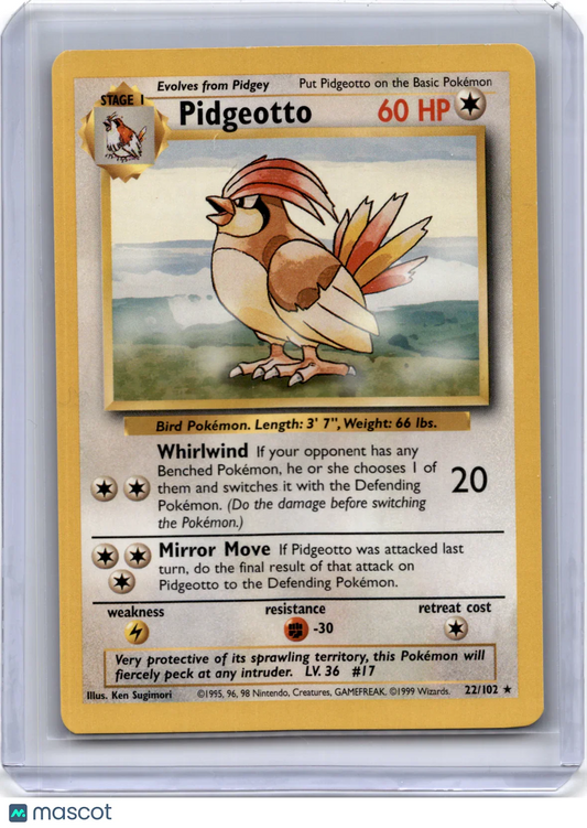 1999 Pokemon Pidgeotto Base Set #22/102 Lightly Played Basic - Papa Joey's Collectibles