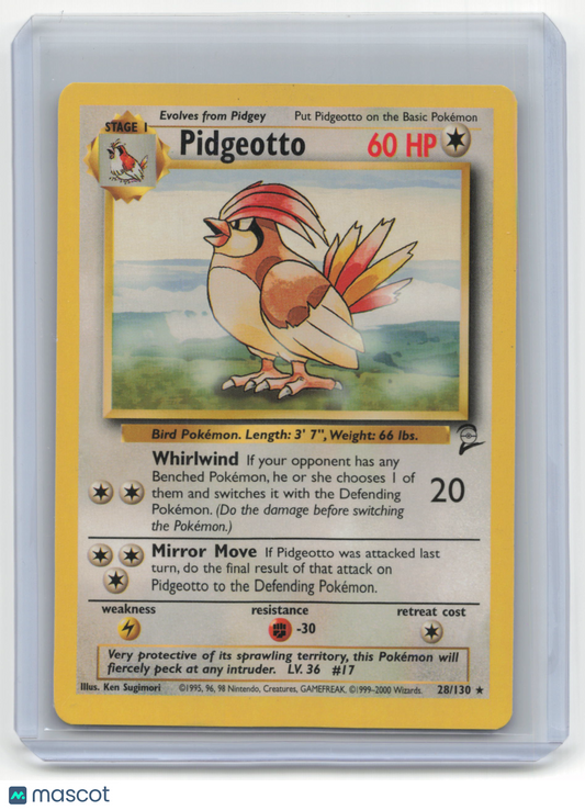 1999 Pokemon TCG Pidgeotto Base Set 2 #28/130 English