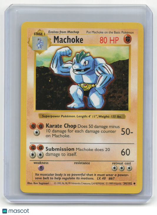 1999 Pokemon TCG Machoke Base Set #34/102