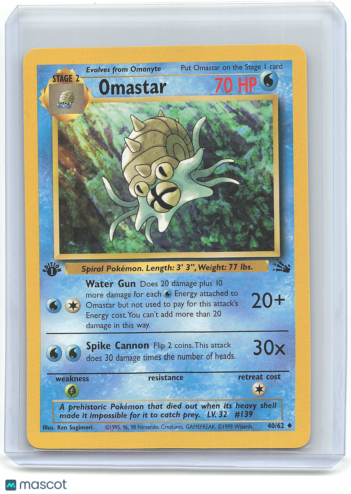 1999 Pokemon Omastar #40/62