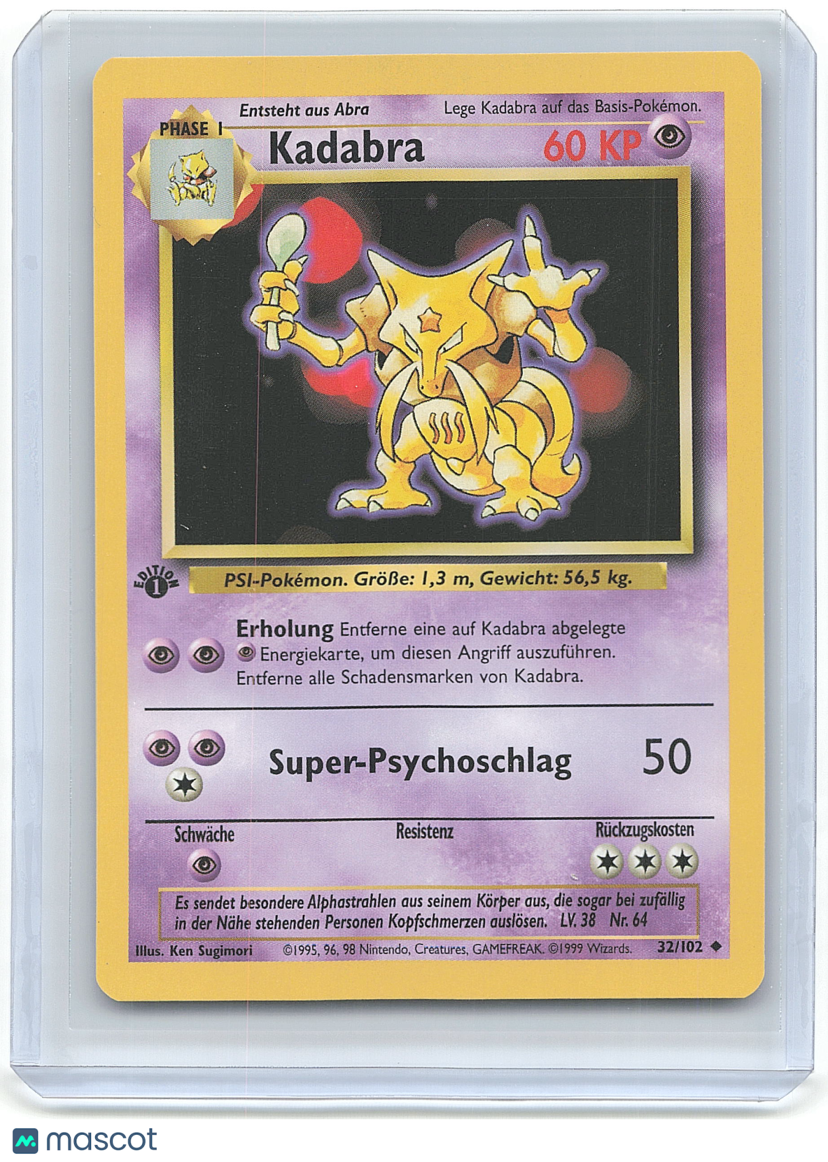 1999 Pokémon Kadabra #32/102 German 1st Edition