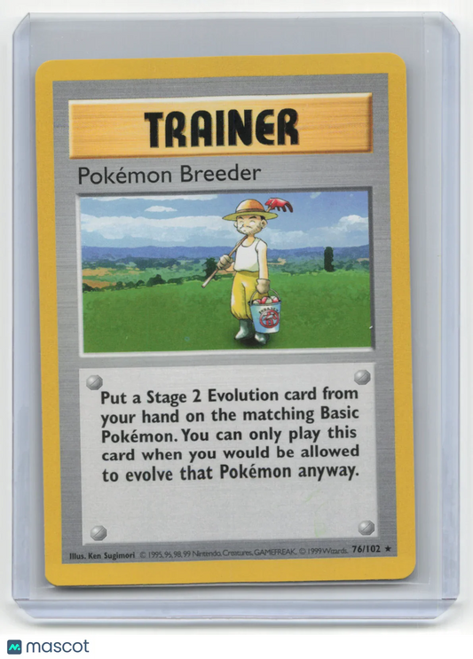 1999 Pokemon TCG Pokémon Breeder Base Set #76/102 Shadowless Lightly Played - Papa Joey's Collectibles