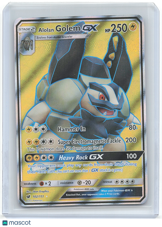 Pokemon Alolan Golem 2017 Pokemon GX #102/111 GX 102/111