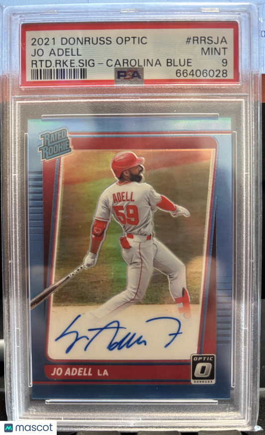 2021 Panini Donruss Optic Rated Jo Adell RTD. RKE. Carolina Blue #RRSJA PSA 9