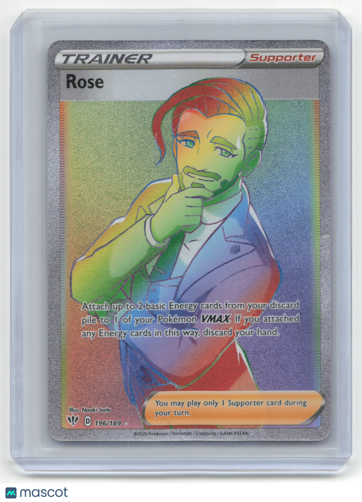 Rose 2020 Pokemon Sword & Shield Darkness Ablaze #196/189 Trainer Supporter - Papa Joey's Collectibles