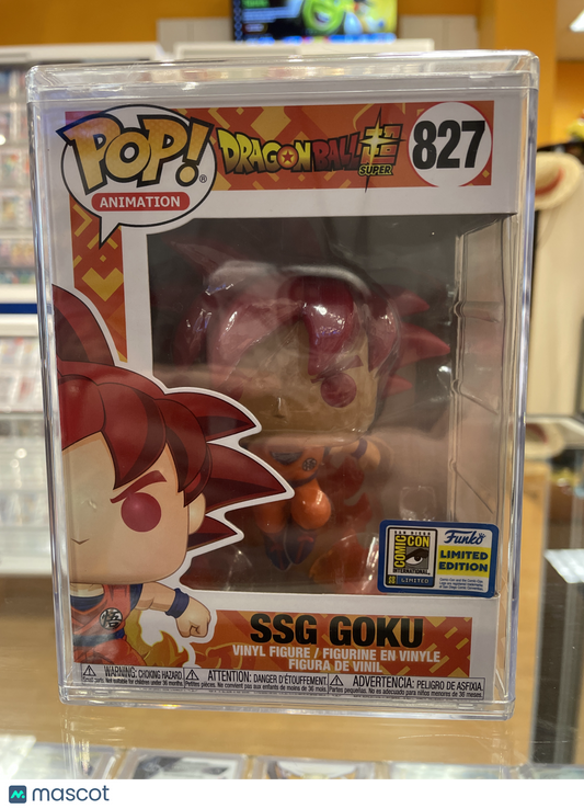 Funko Dragon Ball Super SSG Goku #827 (VG, W/ Protector) SDCC 2020 Exclusive