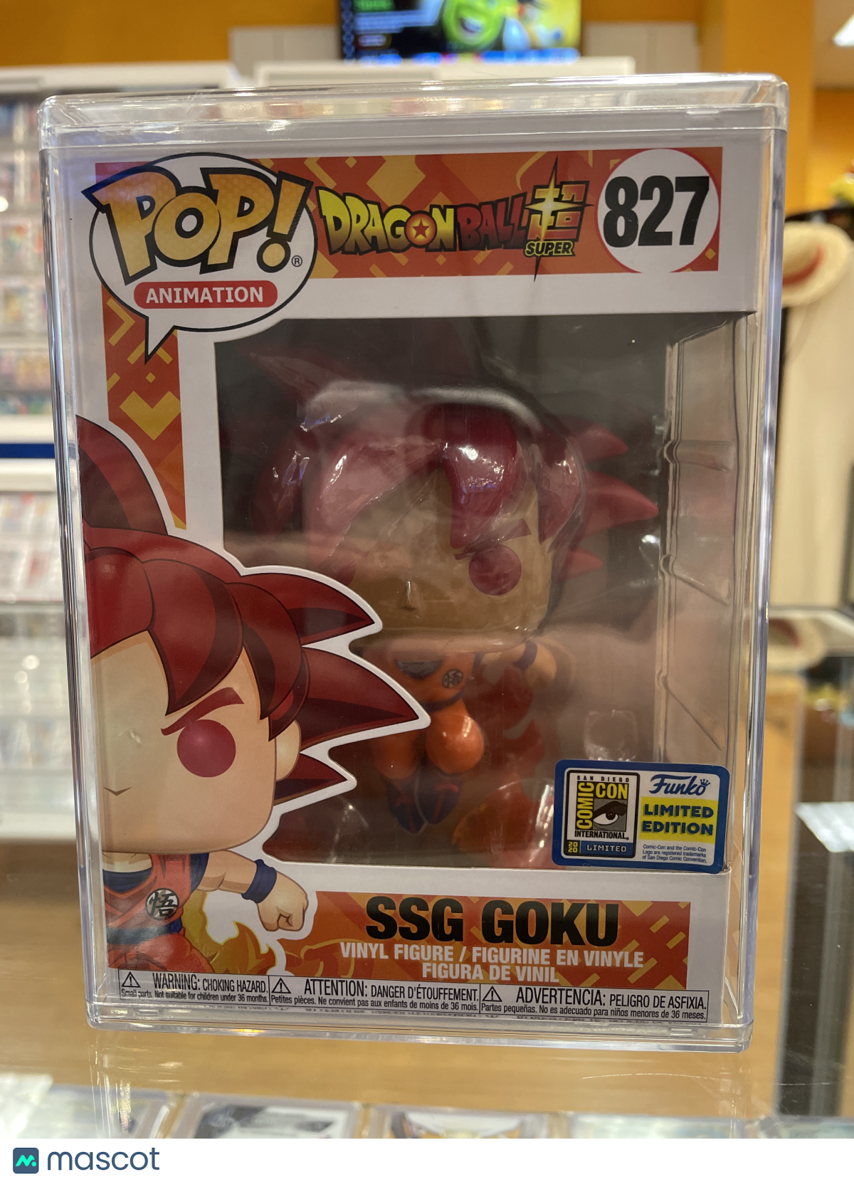 Funko Dragon Ball Super SSG Goku #827 (VG, W/ Protector) SDCC 2020 Exclusive