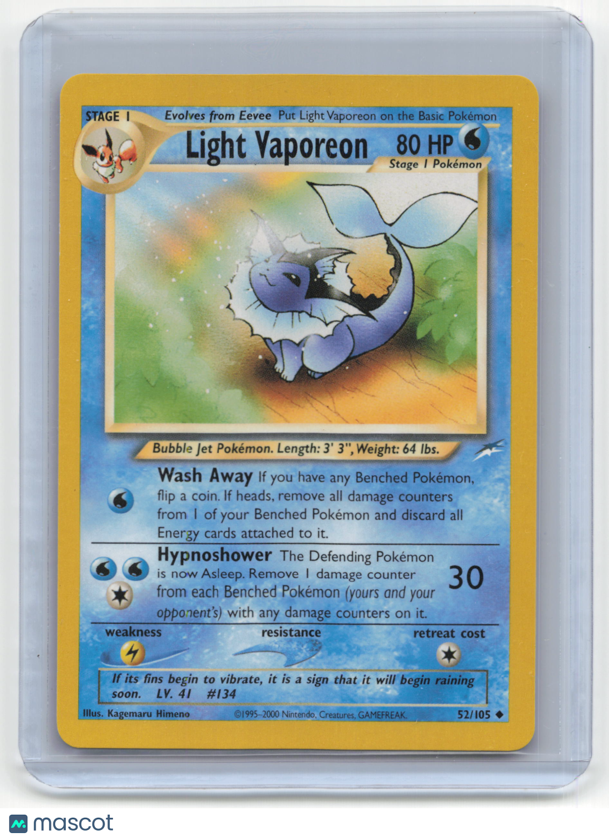 2002 Pokemon TCG Light Vaporeon Neo Destiny #52/105 Light Played Unlimited