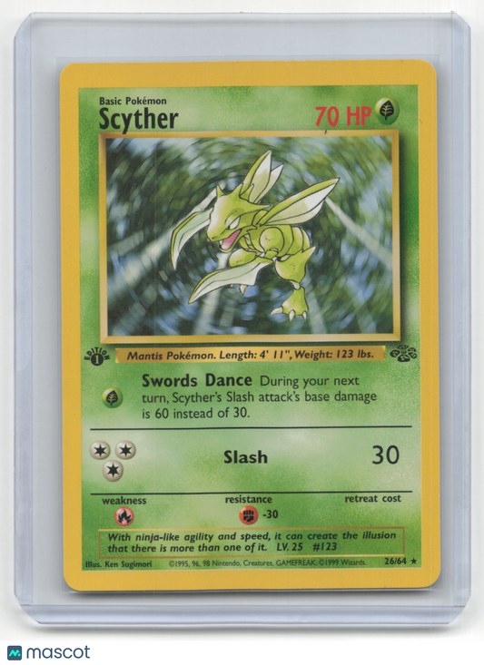1999 Pokemon TCG Scyther Jungle #26/64 Basic Lightly Played 1st Edition