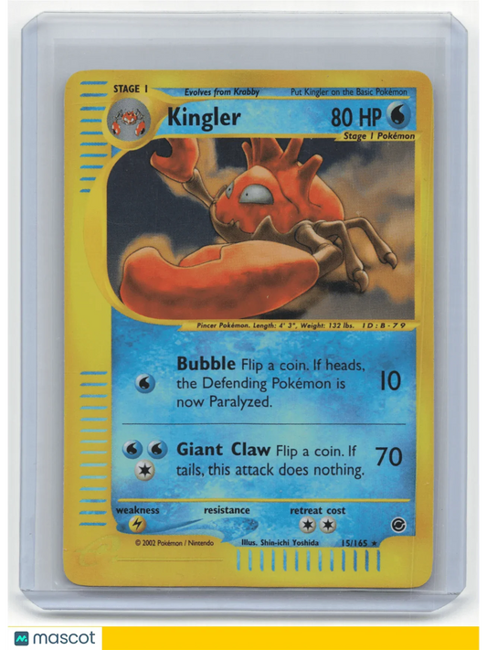 2002 Pokemon TCG Kingler Pokemon Expedition Base Set #15/165 reverse foil - Papa Joey's Collectibles
