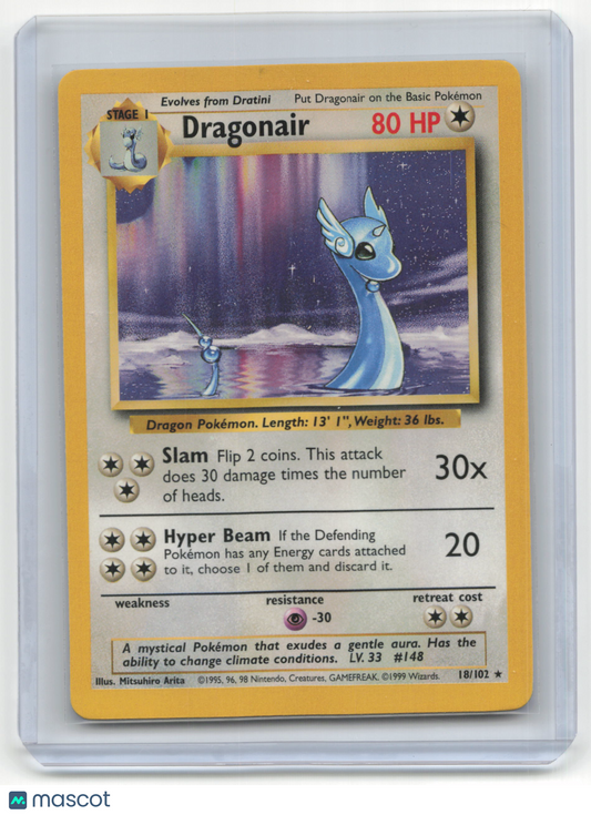 1999 Pokemon Dragonair Base Set #18/102 Lightly Played Basic