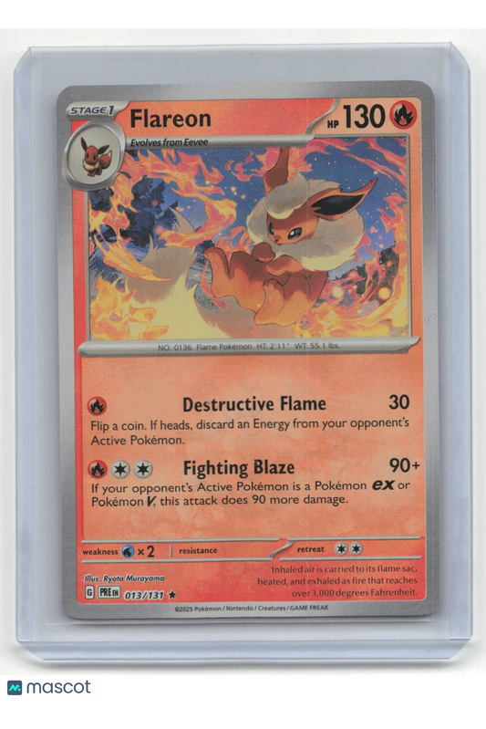 2025 Pokemon TCG Flareon Prismatic Evolutions #013/131 MasterBall Holo - Papa Joey's Collectibles