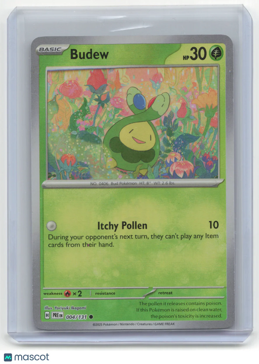 2025 Pokemon Budew Prismatic Evolutions #004/131 MasterBall Holo - Papa Joey's Collectibles
