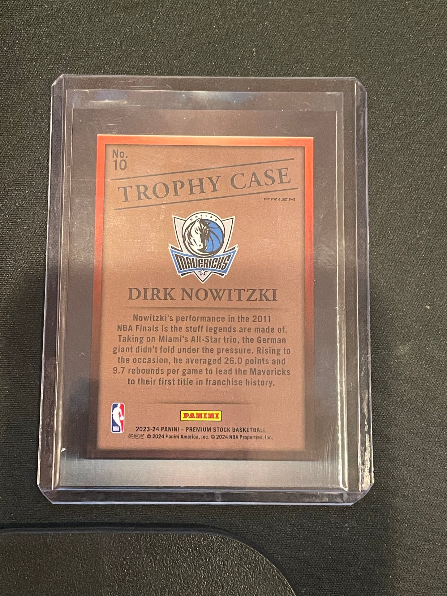 2023-24 NBA Hoops Premium Stock Basketball Dirk Nowitzki Trophy Case SSP