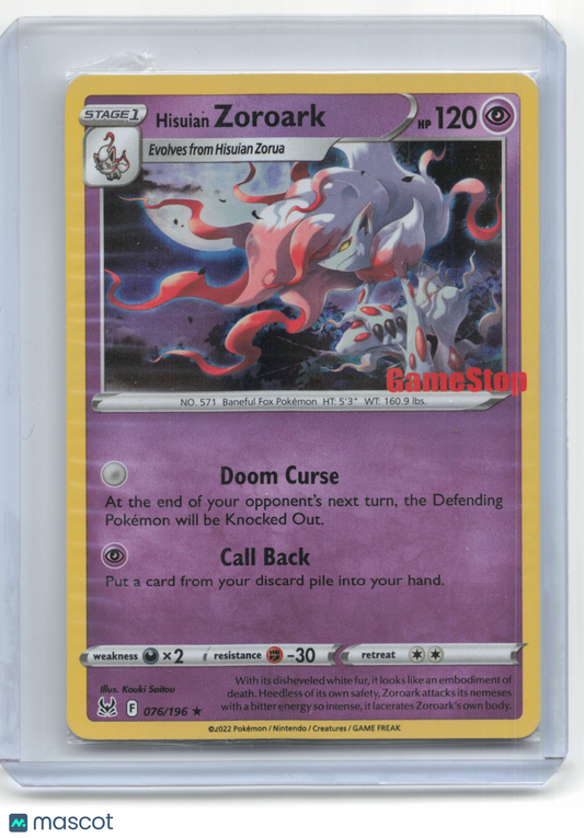 2022 Pokemon Hisuian Zoroark Lost Origin #76/196 Sealed