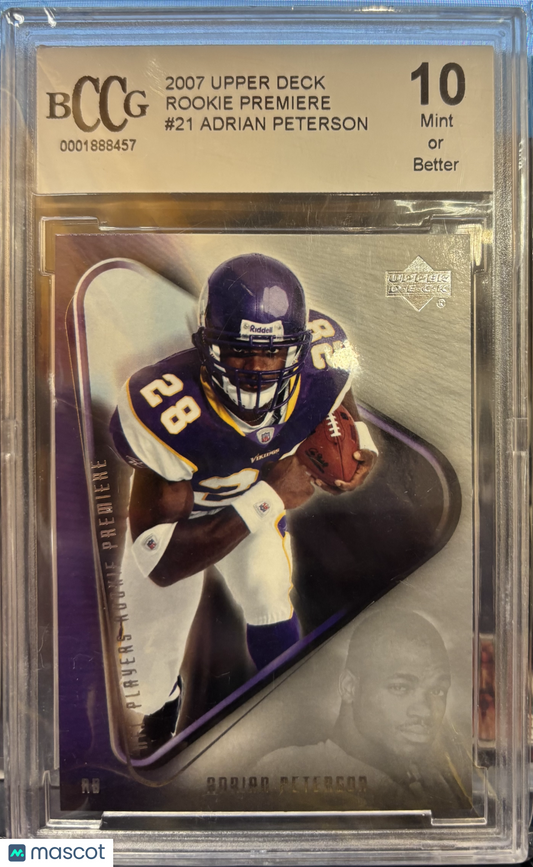 2007 Upper Deck Rookie Premiere Football Adrian Peterson #21 BGS 10