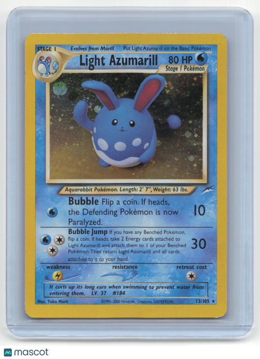 2000 Pokemon TCG Light Azumarill Neo Destiny #13/105 Mod Played Holo