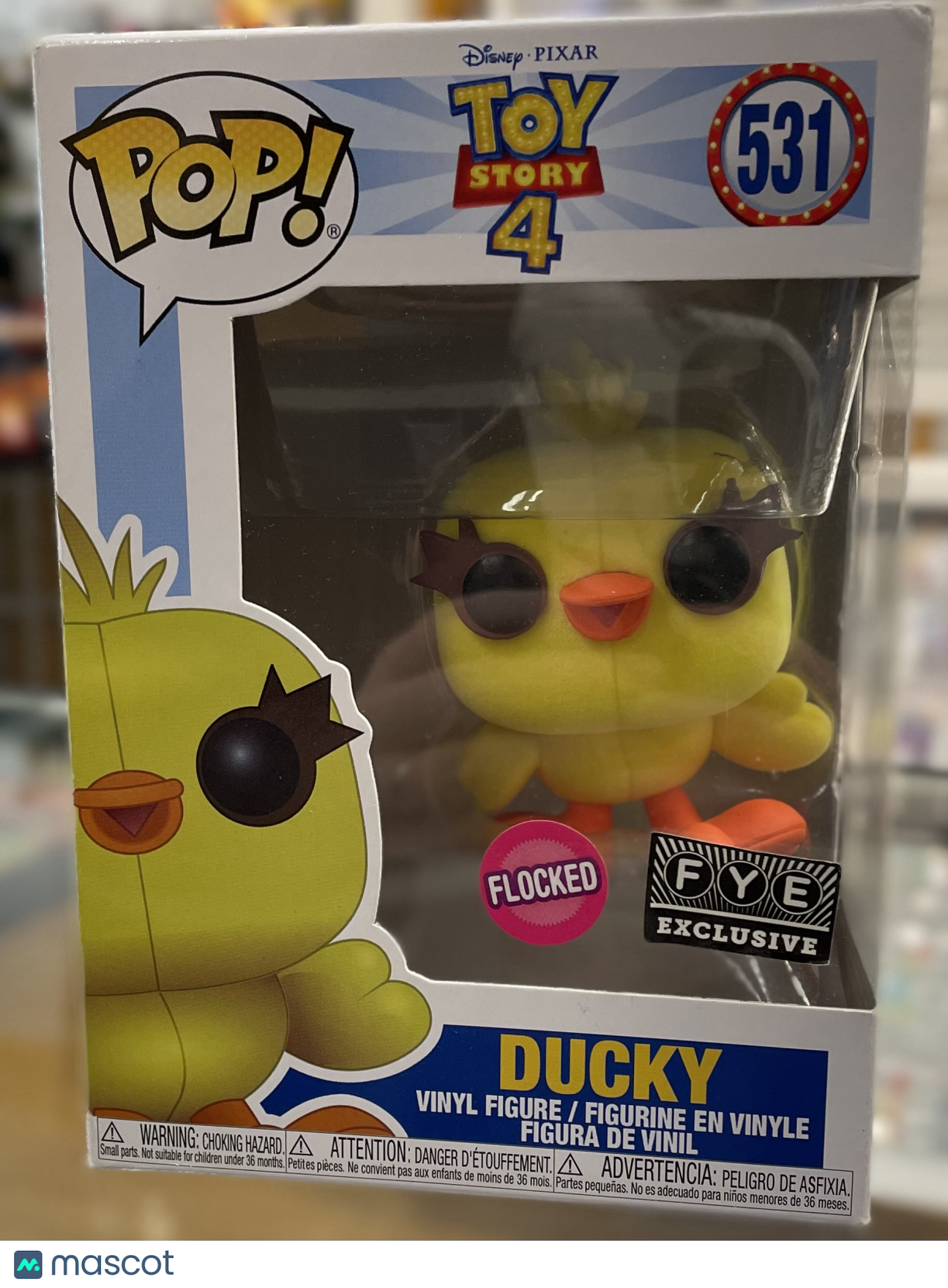 Funko PixarToy Story 4 Ducky #531 # Good FYE Exclusive (Flocked)