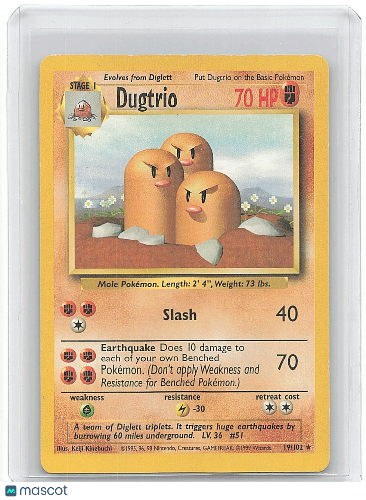 1995 Pokemon Dugtrio #19/102 19/102