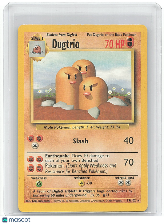 1995 Pokemon Dugtrio #19/102 19/102