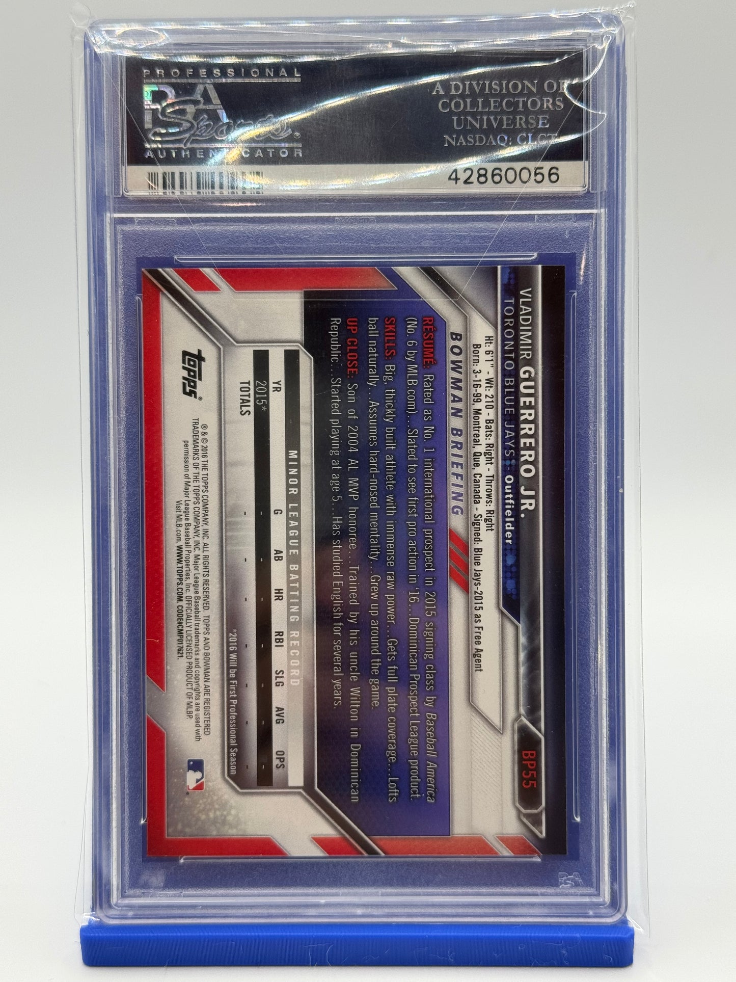 2016 Bowman Prospects Vladimir Guerrero JR. #BP55 PSA 10