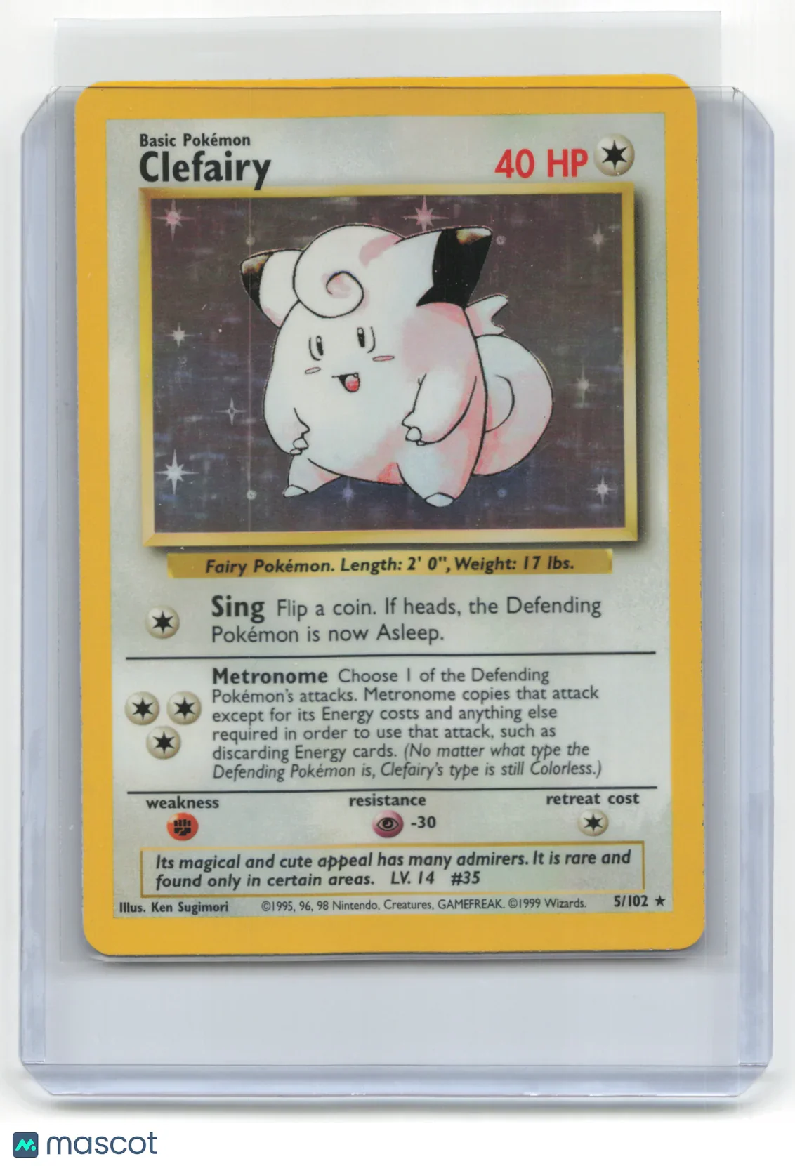 1999 Pokemon Clefairy Base Set #5/102 Mod Played Holo - Papa Joey's Collectibles