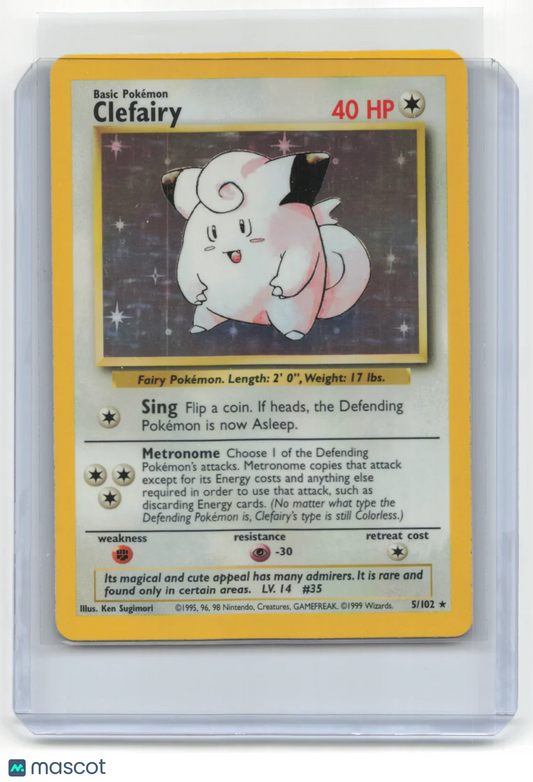 1999 Pokemon Clefairy Base Set #5/102 Mod Played Holo - Papa Joey's Collectibles