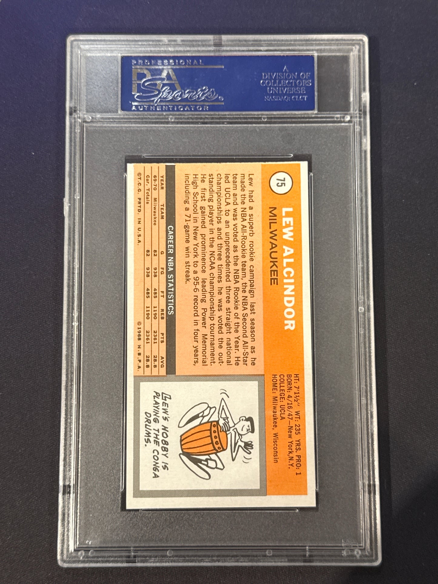 1970 Topps Basketball Lew Alcindor MC #75 PSA 5