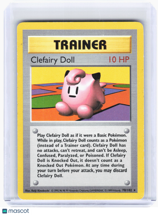1999 Pokemon—Clefairy Doll #70/102 Base Set (Shadowless)—Non-Foil [Mod. Play]