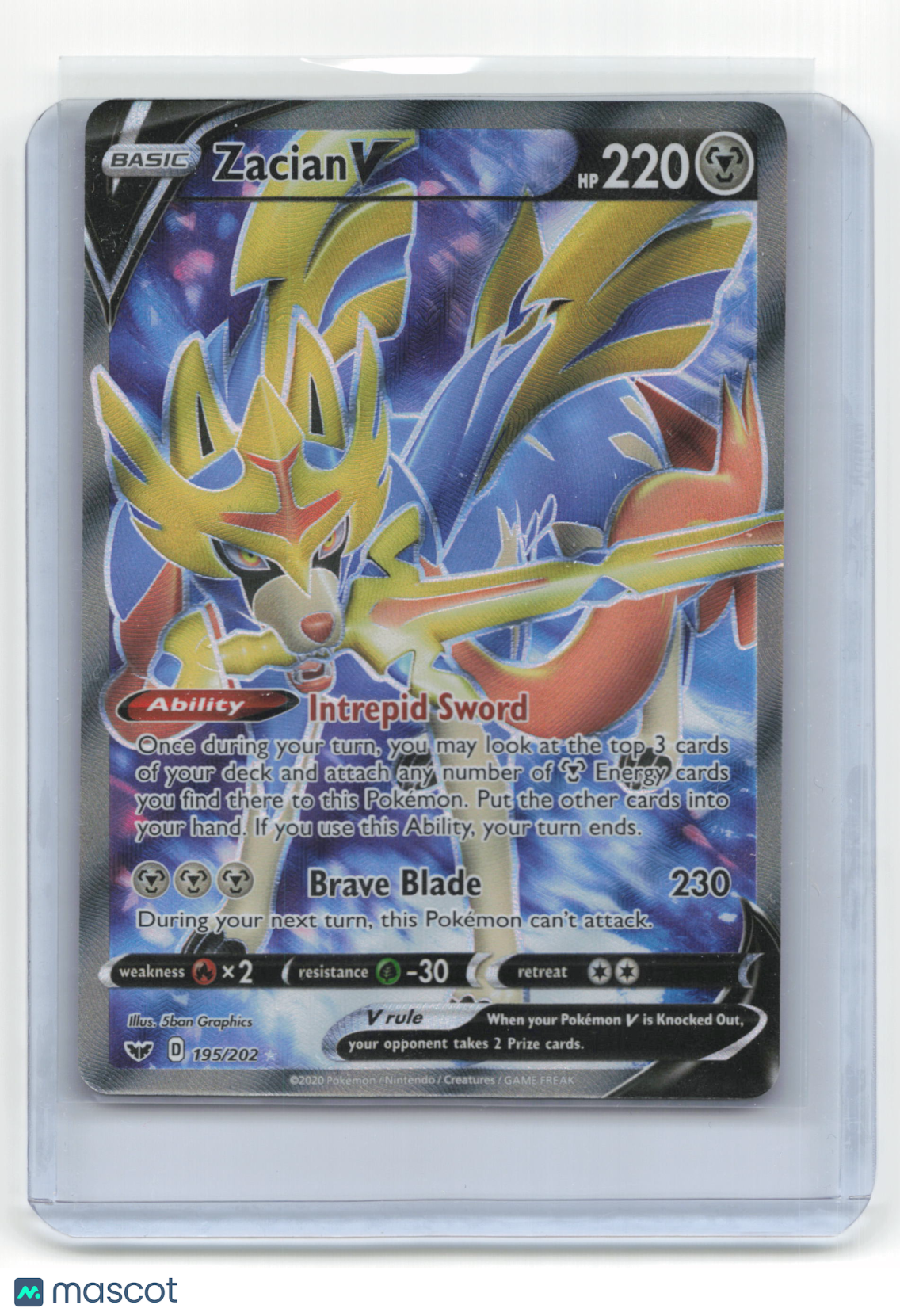 2020 Pokemon TCG Zacian V Sword & Shield #195/202