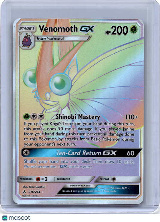 2019 Pokemon TCG Venomoth GX Unbroken Bonds #216/214 Light Played