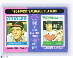 1975 Topps Baseball—1964 Most Valuable Players #202 —Very Good