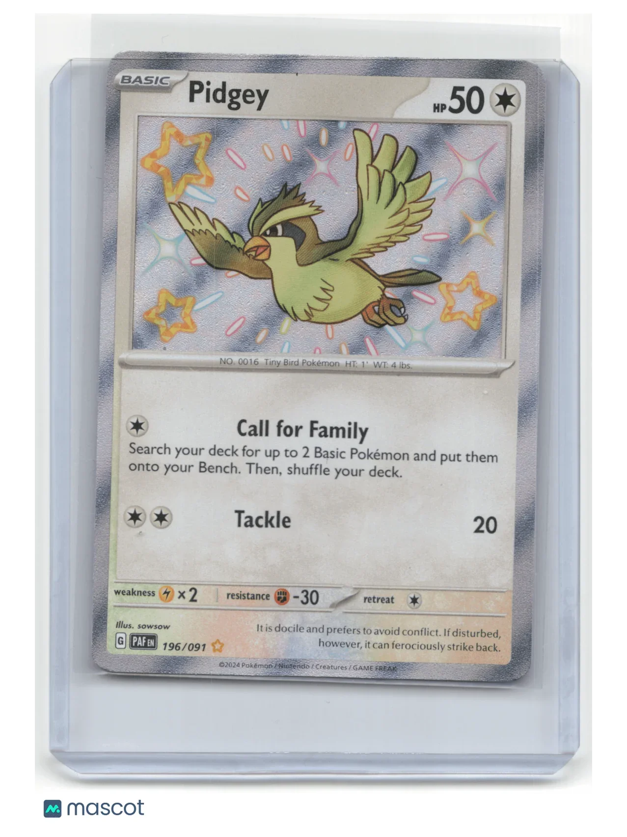 2024 Pokemon TCG Pidgey Paldean Fates #196/091 - Papa Joey's Collectibles