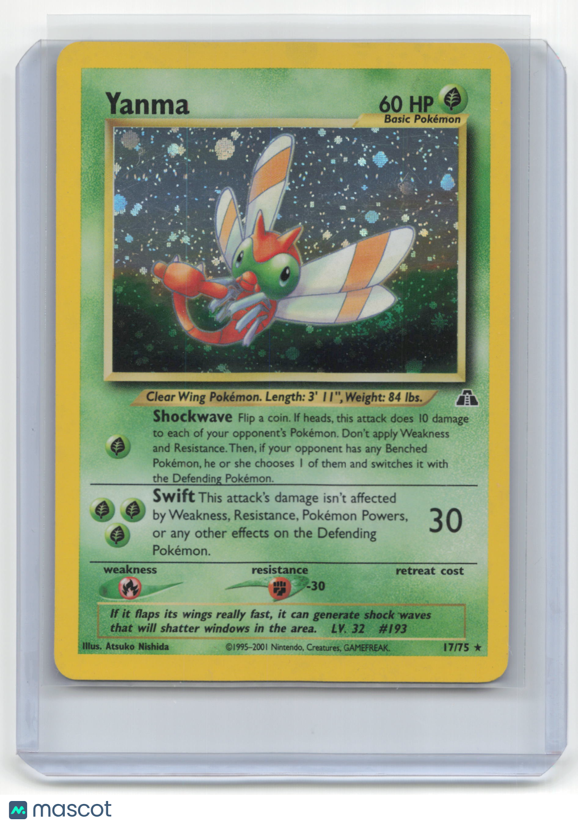 2001 Pokemon TCG Yanma Neo Discovery #17/75 Heavily Played Holo - Papa Joey's Collectibles
