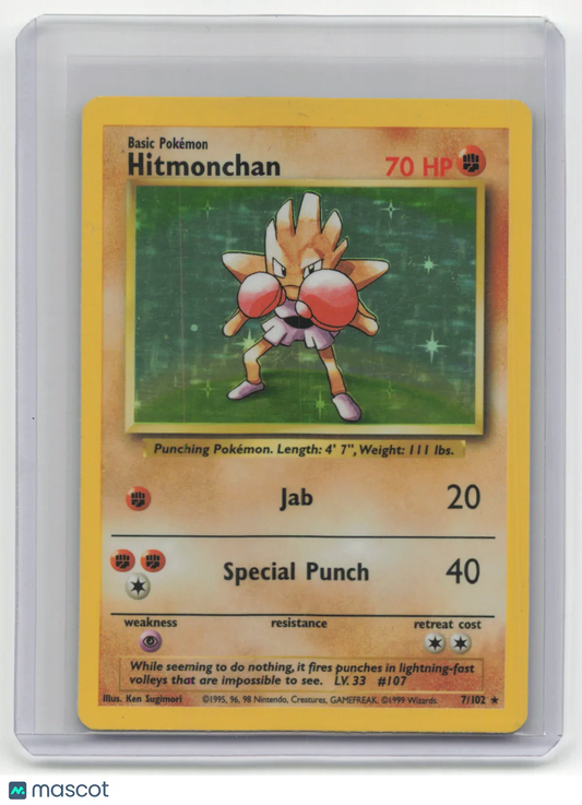 1999 Pokemon TCG Hitmonchan Base Set #7/102 English - Papa Joey's Collectibles