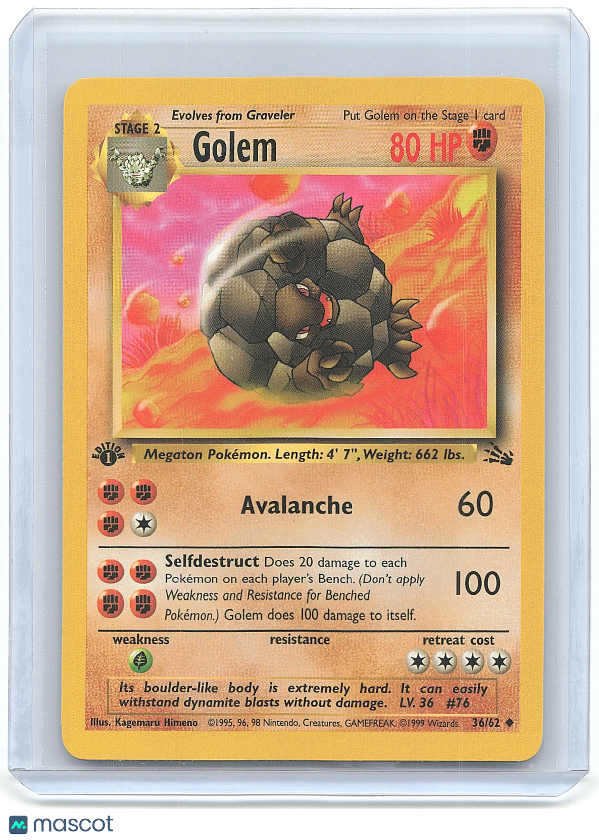 1999 Pokemon Golem #36/62 36/62