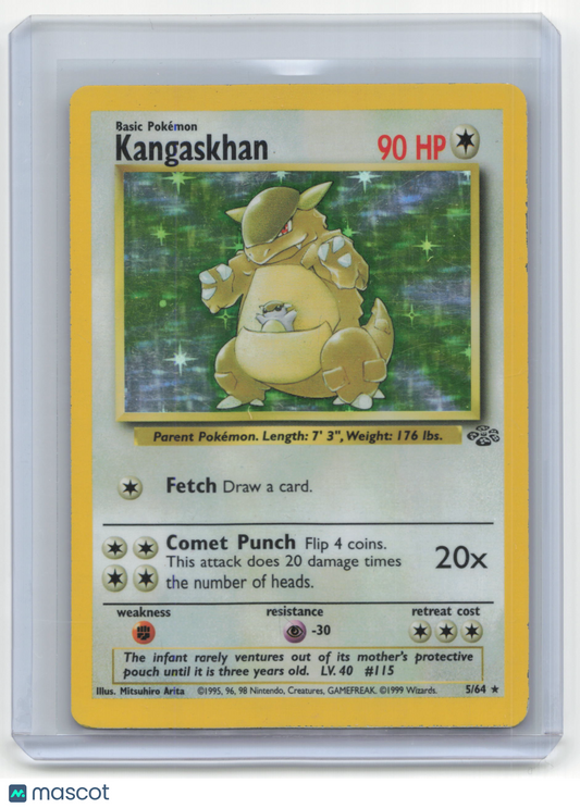 1999 Pokemon TCG Kangaskhan Jungle #5/64 Holo Unlimited Heavy Played