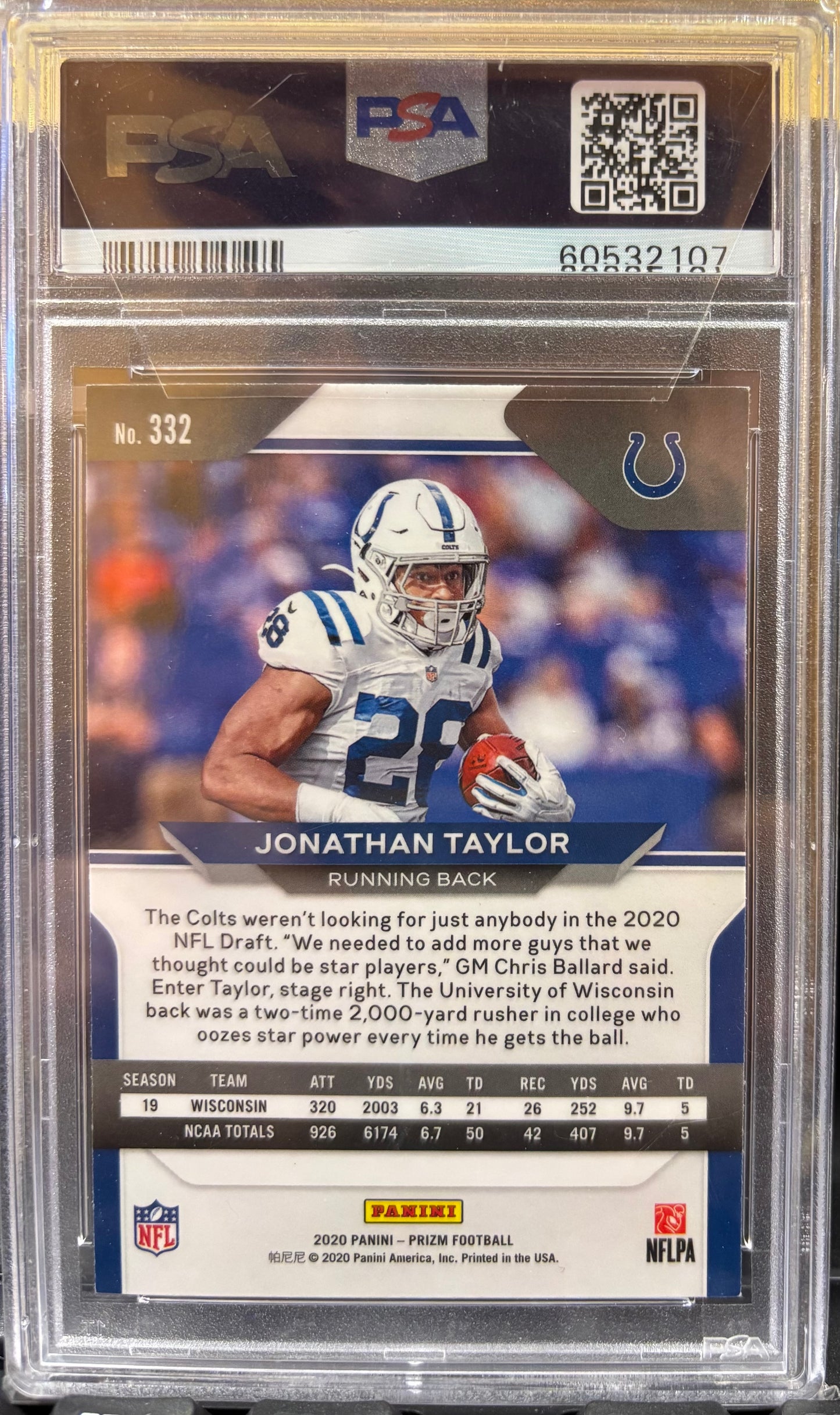 2020 Panini Prizm Football Jonathan Taylor #332 PSA 9