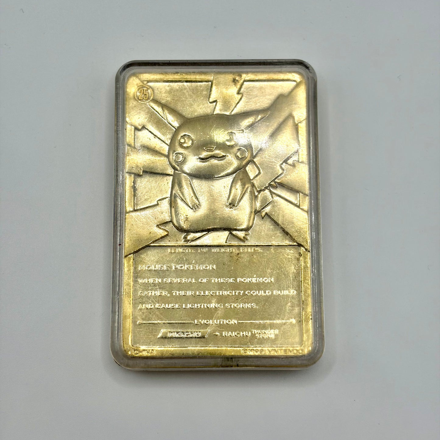 1999 Nintendo Burger King Pokémon Pikachu Gold Plated #25 (w/ Case) [Poor]