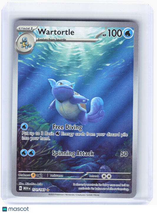 2023 Pokemon—Wartortle #171/165 Scarlet & Violet 151—Illustration Rare Foil