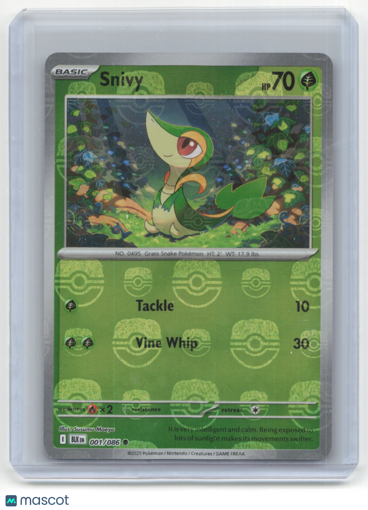 2025 Pokemon TCG Snivy Black Bolt #001/086 Masterball