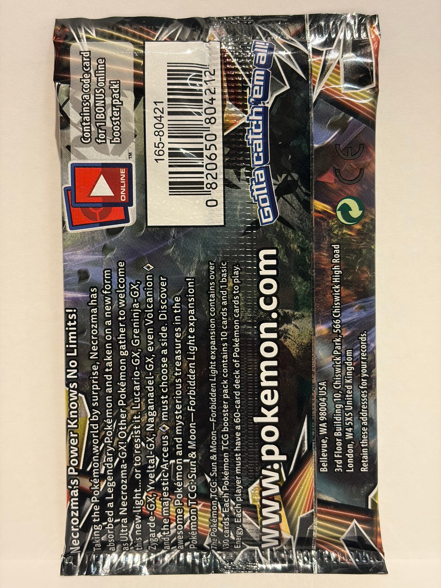 2018 Pokemon Sun & Moon Forbidden Light (Naganadel Art) Loose Booster Pack