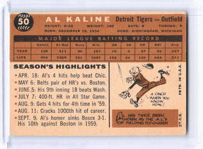 Topps 1960 Topps Baseball—Al Kaline #50 —Very Good