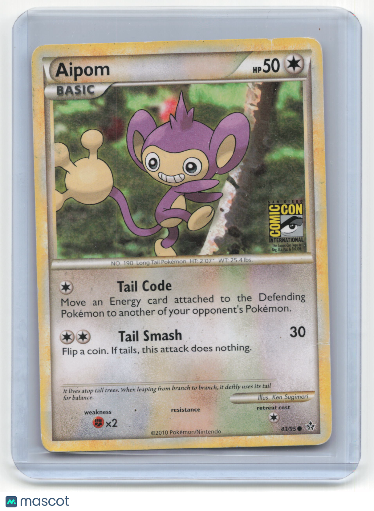 2010 Pokemon Aipom Comic Con Promo #43/95 Damaged Stamped